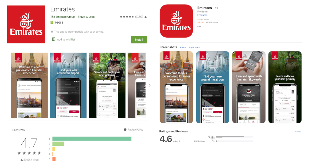 Emirate App Reviews Combined